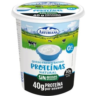 Queso fresco batido con proteínas sabor natural 0% m.g. unidad 400 g - Asturiana
