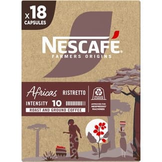 Café ristretto arábica-robusta intensidad 10 Africas estuche 18 cápsulas compatibles con máquinas Nespresso - Nescafe Farmers Origins