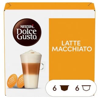 Café Latte Macchiato selección arábica de Brasil y Colombia estuche 8 cápsulas de café + 8 cápsulas de leche - Nescafe Dolce Gusto