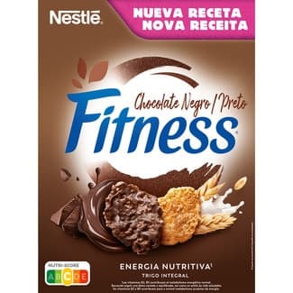 Cereales de desayuno copos de trigo integral y arroz tostado con chocolate negro paquete 375 g - Nestle Fitness
