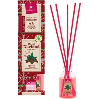 Ambientador mikado Dulce de Navidad sándalo y canela envase 40 ml - Cristalinas