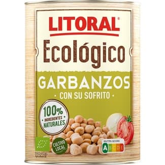 Garbanzos ecológicos pedrosillano con su sofrito sin gluten bote 425 g - Litoral