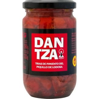 Pimientos del piquillo DOP de Lodosa en tiras frasco 220 g neto escurrido - Dantza