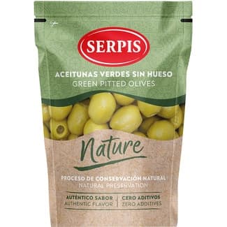 NATURA aceitunas verdes sin hueso bolsa 75 g neto escurrido - Serpis