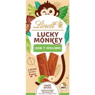 Chocolate con leche y avellanas de origen Perú tableta 100 g apoya la preservación del mono Tití de San Martín - Lindt