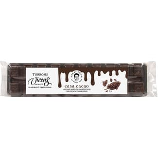 Jordi Roca Casa Cacao turrón de chocolate negro elaboración artesanal tableta 300 g con praliné de cacao y nibs de cacao caramelizados - Vicens