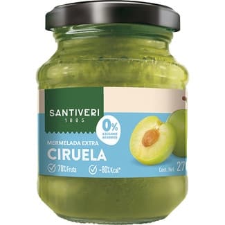 Mermelada extra de ciruela 70% fruta y 0% azúcares añadidos frasco 270 g - Santiveri