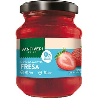 Mermelada extra de fresa 70% fruta y 0% azúcares añadidos frasco 270 g - Santiveri