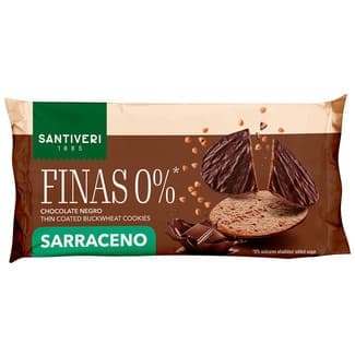 Galletas finas 0% de trigo sarraceno con chocolate negro 0% azúcares añadidos envase 90 g - Santiveri
