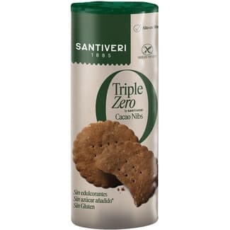 Galletas cacao nibs Triple Zero sin gluten, sin azúcares añadidos ni edulcorantes envase 210 g - Santiveri