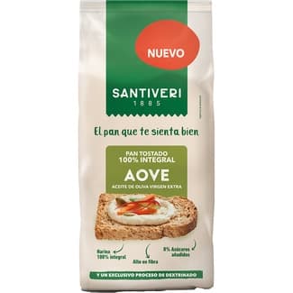 AOVE pan tostado 100 integral dextrinado con aceite de oliva virgen extra envase 200 g 0% azúcares añadidos - Santiveri