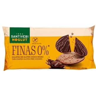 Galletas finas 0% con chocolate negro sin gluten y 0% azúcares añadidos envase 88 g - Santiveri Noglut