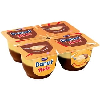 Natillas sabor Twix con chocolate, caramelo y sabor a galleta pack 4 tarrina 115 g - Danone Danet