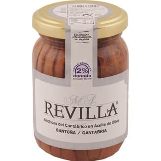 Filetes de anchoa del Cantábrico en aceite de oliva Santoña tarro 105 g neto escurrido - Revilla