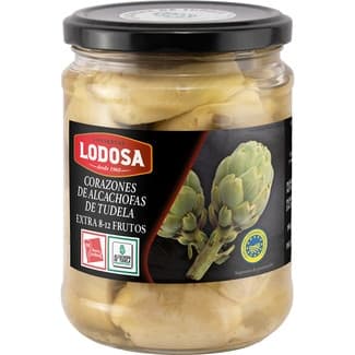 Corazones de alcachofas IGP de Tudela 8-12 piezas frasco 250 g neto escurrido - Lodosa