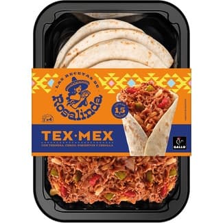 Tex Mex con carne, cerdo, pimiento y cebolla bandeja 222 g listo en 1,5 minutos - Rosalinda