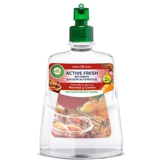 Ambientador automático difusor Active Fresh Naranja y Canela con aceites esenciales recambio - Air Wick