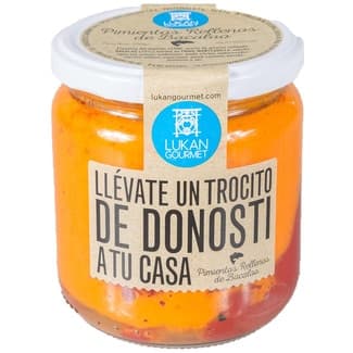 Pimientos rellenos de bacalao 4 unidades tarro 260 g - Lukan Gourmet