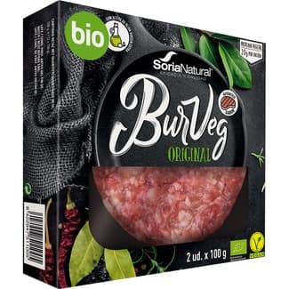 BurVeg hamburguesa original ecológica y vegana con AOVE pack 2 unidades 100 g - Soria Natural