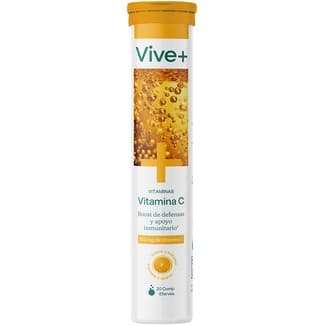 Sistema Inmunitario vitamina C 500 mg + zinc sabor naranja sin gluten tubo 20 comprimidos - Vive+