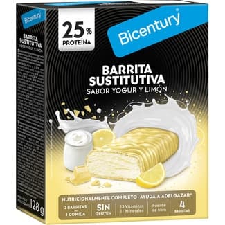 Barrita sustitutiva sabor yogur y limón 4 unidades estuche 128 g - Bicentury