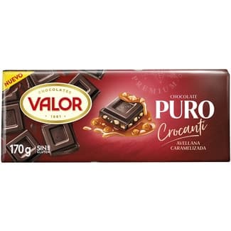 Chocolate puro crocanti con avellanas caramelizadas tableta 170 g - Valor