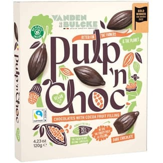 Pulp 'n Choc bombones de chocolate negro rellenos de fruta de cacao estuche 120 g - Vandelbulcke