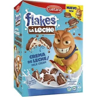 La Leche galletas de cacao rellenas de crema de leche paquete 480 g - Cuetara Flakes
