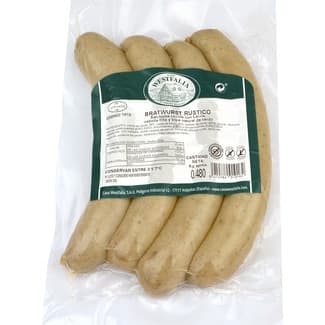 Salchichas Bratwurst cocidas de cerdo con lacón y cebolla sin gluten sin lactosa 4 unidades envase 480 g - Casa Westfalia