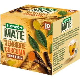Mate con jengibre y cúrcuma sabor regaliz caja 10 sobres - Susaron