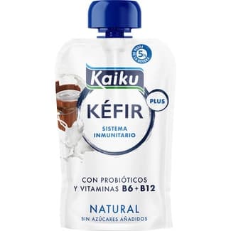 Kéfir natural pouch con probióticos y vitaminas B6 + B12 sin azúcares añadidos envase 110 g - Kaiku