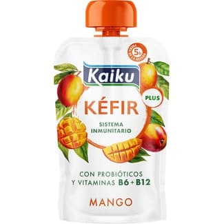 Kéfir mango pouch con probióticos y vitaminas B6 + B12 sin azúcares añadidos envase 110 g - Kaiku