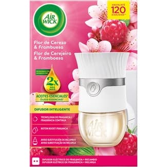 Ambientador eléctrico difusor inteligente Flor de Cerezo & Frambuesa con aceites esenciales aparato + recambio - Air Wick