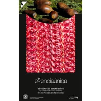 Salchichón de bellota 100% ibérico en lonchas sin gluten envase 120 g - Esenciaunica