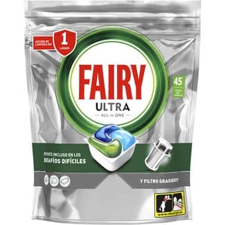 Detergente lavavajillas Ultra todo en uno bolsa 45 pastillas - Fairy