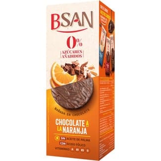 Integral galletas recubiertas de chocolate a la naranja 0% azúcares añadidos paquete 120 g - Bsan
