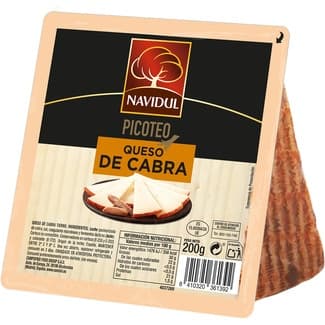 Picoteo queso de cabra tierno elaborado con leche pasteurizada ya cortado cuña 200 g - Navidul