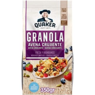 Muesli con avena crujiente, fresa y arándanos 100% avena integral envase 350 g sin azúcares añadidos - Quaker