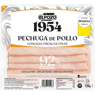 Edición 1954 pechuga de pollo lonchas finas sin gluten sin lactosa envase 120 g - Elpozo