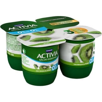 Zero bífidus con trozos de kiwi desnatado 0% m.g. 0% azúcares añadidos pack 4 unidades 120 g - Danone Activia