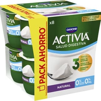 Zero bífidus natural desnatado 0% m.g. pack 8 unidades 120 g pack ahorro - Danone Activia