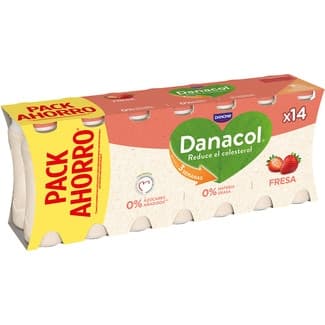 Sabor fresa 0% azúcares añadidos sin gluten pack 14 unidades 100 g pack ahorro - Danone Danacol