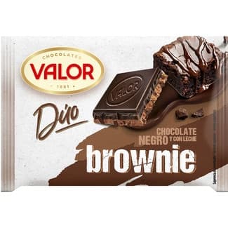 Duo chocolate negro y con leche con trozos de Brownie tableta 130 g - Valor