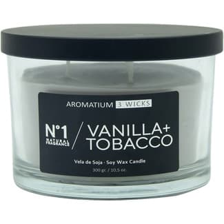 Vela perfumada 3 wicks aroma vainilla + tobacco N.1 1 unidad - Aromatium