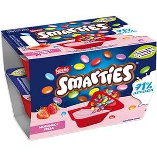 Mix-in yogur cremoso de fresa 76% leche con smarties de chocolate pack 2 unidades 128 g - Nestle
