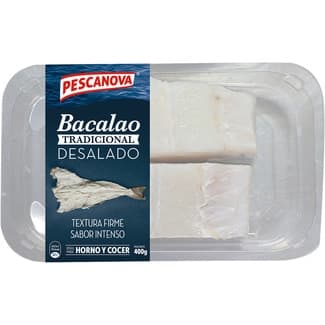 Porciones de bacalao desalado tradicional estuche 400 g - Pescanova