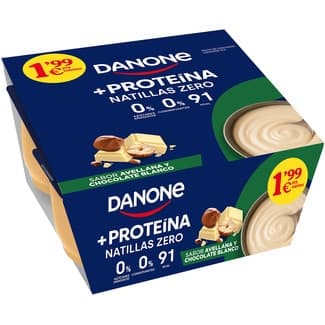 Proteína natillas zero sabor avellana y chocolate blanco pack 4 unidades 120 g - Danone