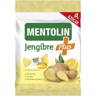 Caramelos duros Plus de jengibre sin gluten 0% azúcar apto para veganos bolsa 90 g - Mentolin