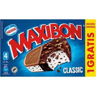 Helado Classic sándwich de nata y trocitos de chocolate 4 unidades estuche 560 ml + 1 gratis Edición Limitada - Nestle Maxibon