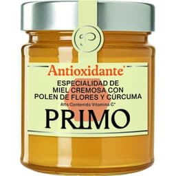 Antioxidante especialidad de miel cremosa con polen de flores y cúrcuma tarro 250 g - Primo